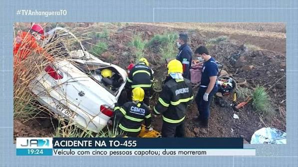 Duas pessoas morrem após carro capotar na TO-455